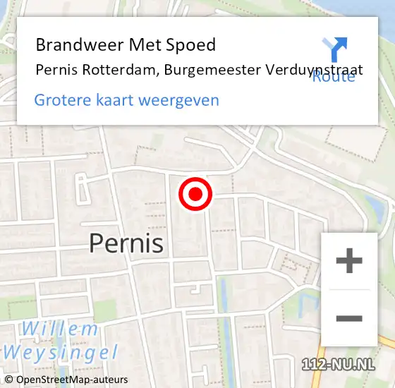 Locatie op kaart van de 112 melding: Brandweer Met Spoed Naar Pernis Rotterdam, Burgemeester Verduynstraat op 28 december 2016 22:40