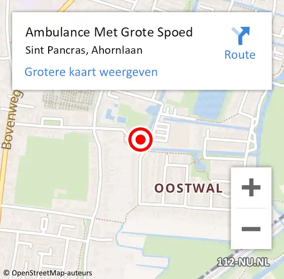 Locatie op kaart van de 112 melding: Ambulance Met Grote Spoed Naar Sint Pancras, Ahornlaan op 28 december 2016 23:24