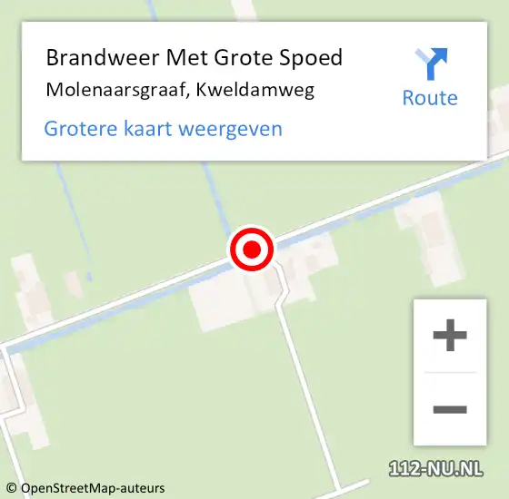 Locatie op kaart van de 112 melding: Brandweer Met Grote Spoed Naar Molenaarsgraaf, Kweldamweg op 28 december 2016 23:34