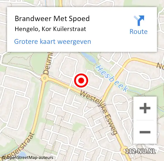 Locatie op kaart van de 112 melding: Brandweer Met Spoed Naar Hengelo, Kor Kuilerstraat op 29 december 2016 01:07