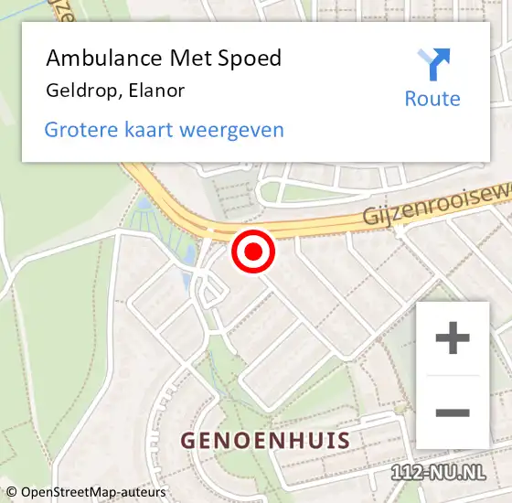 Locatie op kaart van de 112 melding: Ambulance Met Spoed Naar Geldrop, Elanor op 29 december 2016 01:45