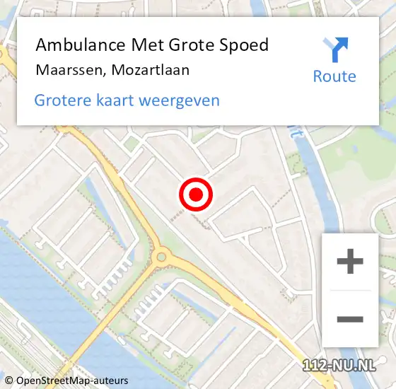 Locatie op kaart van de 112 melding: Ambulance Met Grote Spoed Naar Maarssen, Mozartlaan op 29 december 2016 03:14