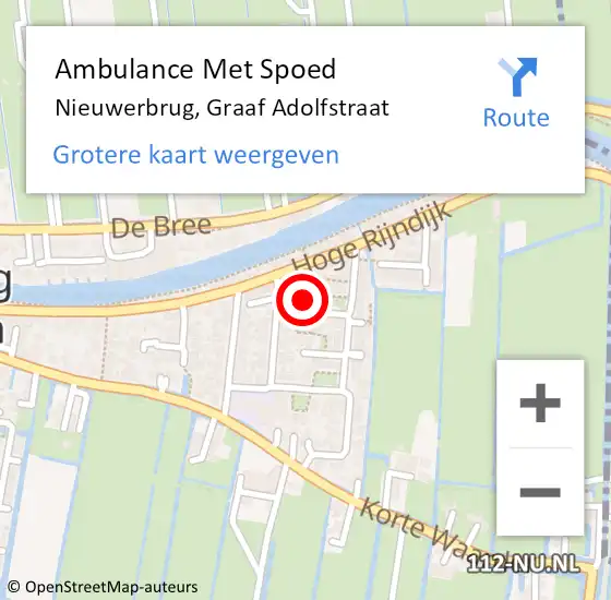 Locatie op kaart van de 112 melding: Ambulance Met Spoed Naar Nieuwerbrug, Graaf Adolfstraat op 29 december 2016 04:16