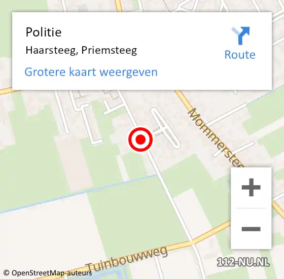 Locatie op kaart van de 112 melding: Politie Haarsteeg, Priemsteeg op 29 december 2016 04:30