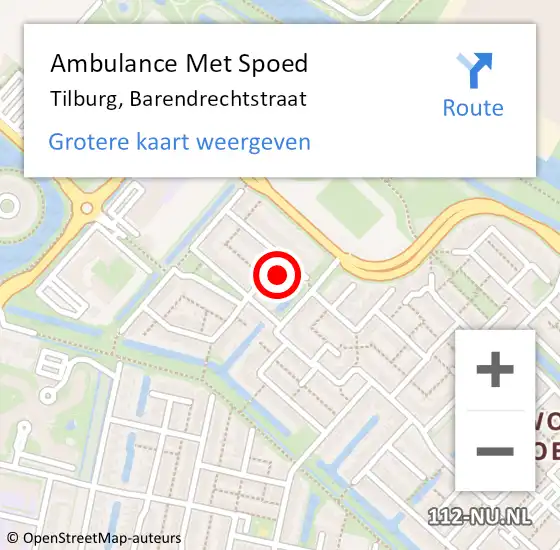 Locatie op kaart van de 112 melding: Ambulance Met Spoed Naar Tilburg, Barendrechtstraat op 29 december 2016 05:24