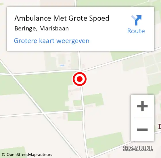 Locatie op kaart van de 112 melding: Ambulance Met Grote Spoed Naar Beringe, Marisbaan op 6 januari 2014 08:35