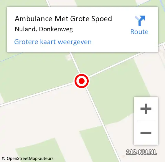 Locatie op kaart van de 112 melding: Ambulance Met Grote Spoed Naar Nuland, Donkenweg op 29 december 2016 06:49