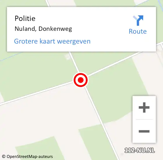 Locatie op kaart van de 112 melding: Politie Nuland, Donkenweg op 29 december 2016 06:58