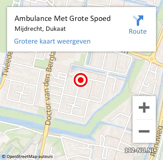 Locatie op kaart van de 112 melding: Ambulance Met Grote Spoed Naar Mijdrecht, Dukaat op 29 december 2016 07:51