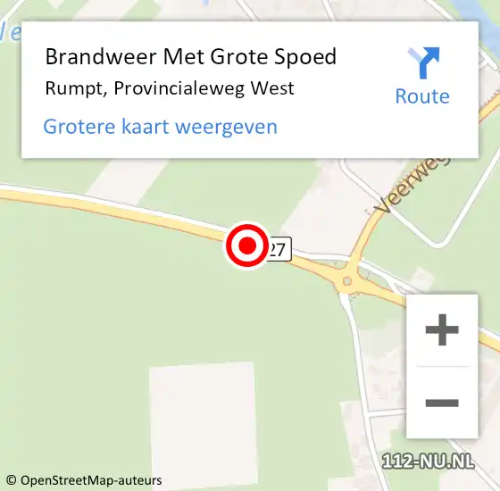 Locatie op kaart van de 112 melding: Brandweer Met Grote Spoed Naar Rumpt, Provincialeweg West op 29 december 2016 08:03