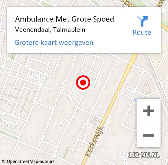 Locatie op kaart van de 112 melding: Ambulance Met Grote Spoed Naar Veenendaal, Talmaplein op 29 december 2016 08:14