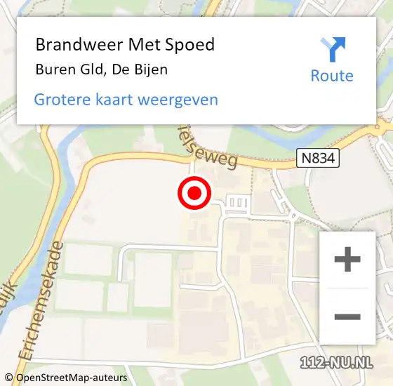 Locatie op kaart van de 112 melding: Brandweer Met Spoed Naar Buren Gld, De Bijen op 6 januari 2014 08:43
