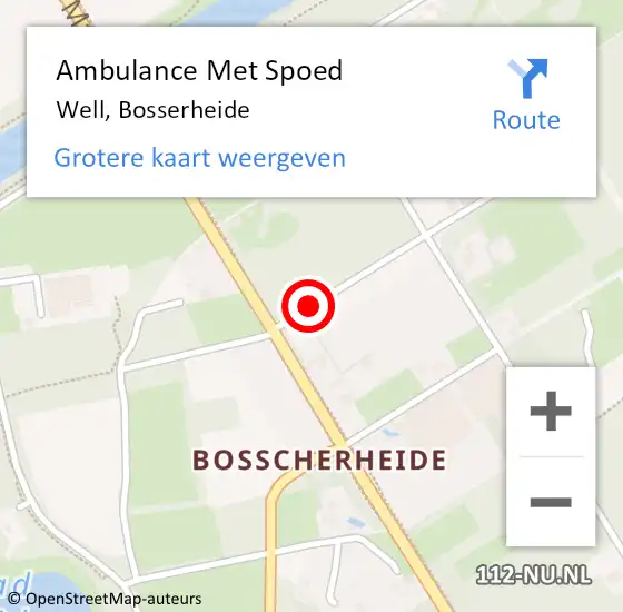 Locatie op kaart van de 112 melding: Ambulance Met Spoed Naar Well, Bosserheide op 29 december 2016 09:26