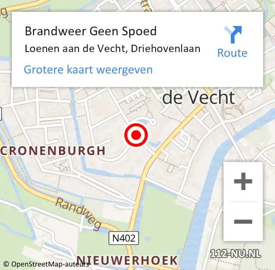 Locatie op kaart van de 112 melding: Brandweer Geen Spoed Naar Loenen aan de Vecht, Driehovenlaan op 29 december 2016 09:55