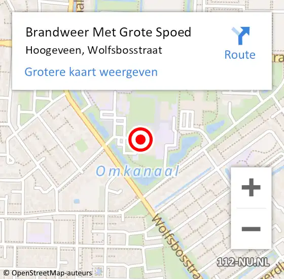 Locatie op kaart van de 112 melding: Brandweer Met Grote Spoed Naar Hoogeveen, Wolfsbosstraat op 29 december 2016 11:13