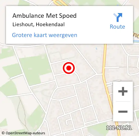 Locatie op kaart van de 112 melding: Ambulance Met Spoed Naar Lieshout, Hoekendaal op 29 december 2016 11:24