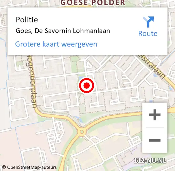 Locatie op kaart van de 112 melding: Politie Goes, De Savornin Lohmanlaan op 29 december 2016 11:58
