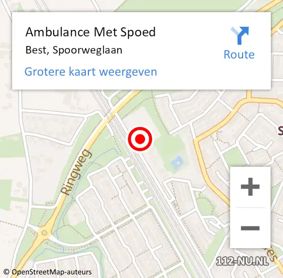 Locatie op kaart van de 112 melding: Ambulance Met Spoed Naar Best, Spoorweglaan op 29 december 2016 12:00