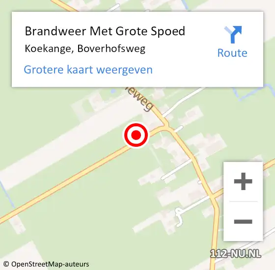 Locatie op kaart van de 112 melding: Brandweer Met Grote Spoed Naar Koekange, Boverhofsweg op 29 december 2016 12:27