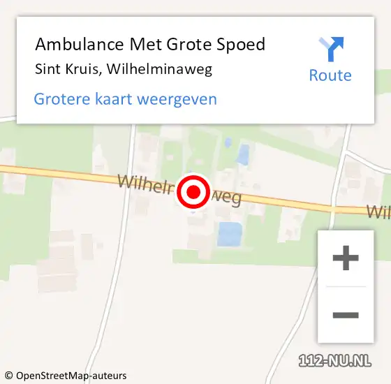 Locatie op kaart van de 112 melding: Ambulance Met Grote Spoed Naar Sint Kruis, Wilhelminaweg op 29 december 2016 12:27