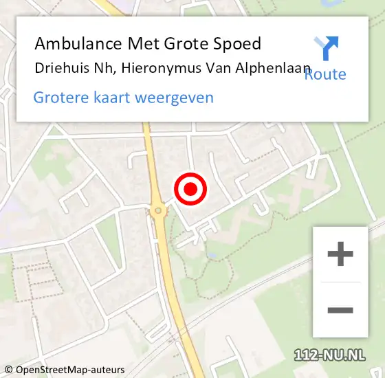 Locatie op kaart van de 112 melding: Ambulance Met Grote Spoed Naar Driehuis Nh, Hieronymus Van Alphenlaan op 29 december 2016 12:32