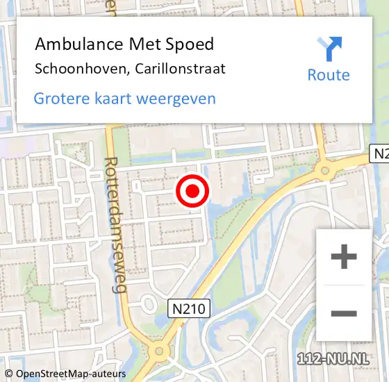 Locatie op kaart van de 112 melding: Ambulance Met Spoed Naar Schoonhoven, Carillonstraat op 29 december 2016 12:35