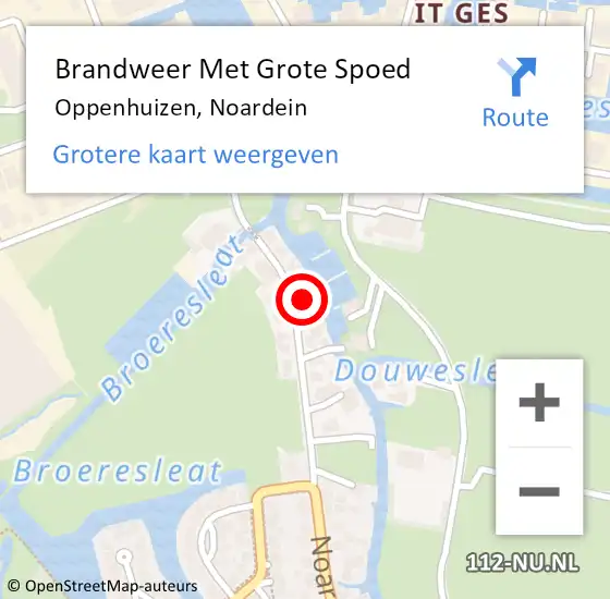 Locatie op kaart van de 112 melding: Brandweer Met Grote Spoed Naar Oppenhuizen, Noardein op 29 december 2016 13:03