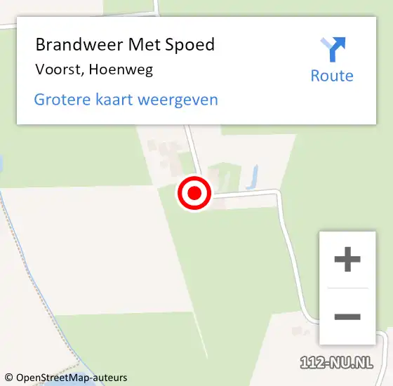 Locatie op kaart van de 112 melding: Brandweer Met Spoed Naar Voorst, Hoenweg op 29 december 2016 13:10