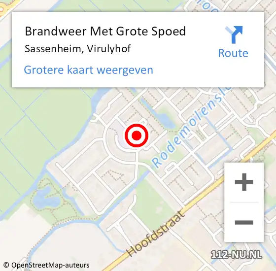 Locatie op kaart van de 112 melding: Brandweer Met Grote Spoed Naar Sassenheim, Virulyhof op 29 december 2016 13:49