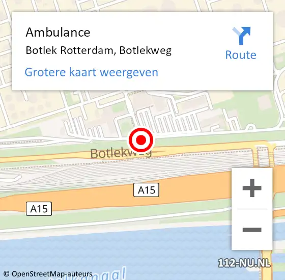 Locatie op kaart van de 112 melding: Ambulance Botlek Rotterdam, Botlekweg op 29 december 2016 14:39