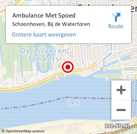 Locatie op kaart van de 112 melding: Ambulance Met Spoed Naar Schoonhoven, Bij de Watertoren op 29 december 2016 14:46