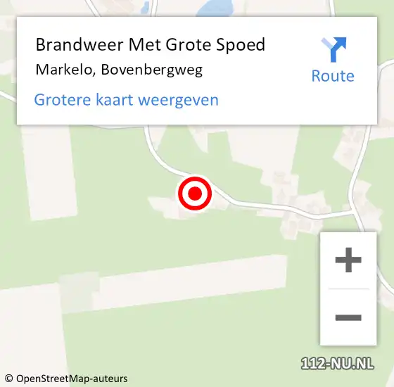 Locatie op kaart van de 112 melding: Brandweer Met Grote Spoed Naar Markelo, Bovenbergweg op 29 december 2016 15:12