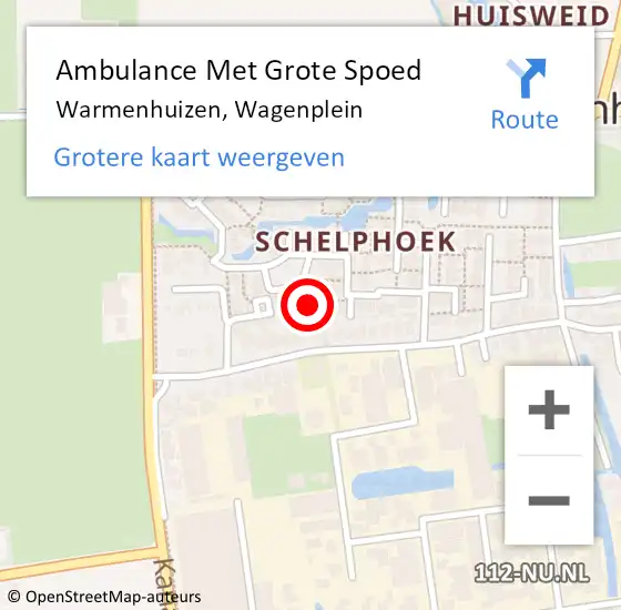 Locatie op kaart van de 112 melding: Ambulance Met Grote Spoed Naar Warmenhuizen, Wagenplein op 29 december 2016 15:21