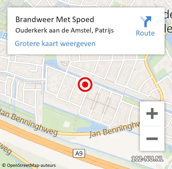 Locatie op kaart van de 112 melding: Brandweer Met Spoed Naar Ouderkerk aan de Amstel, Patrijs op 29 december 2016 16:03