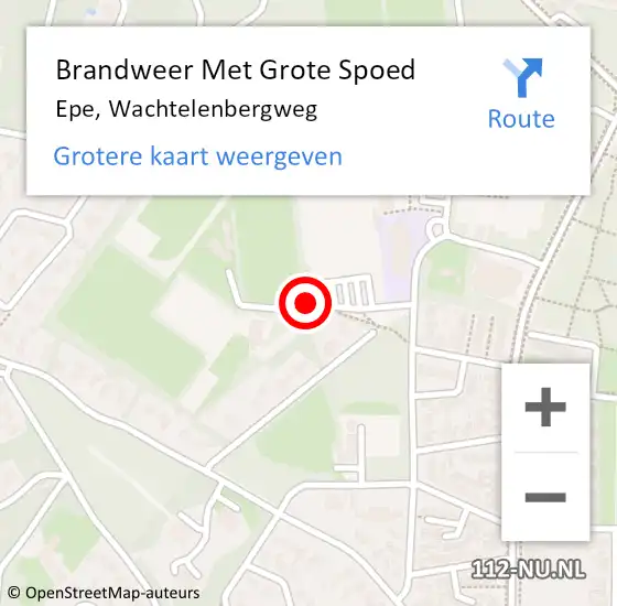 Locatie op kaart van de 112 melding: Brandweer Met Grote Spoed Naar Epe, Wachtelenbergweg op 29 december 2016 16:07