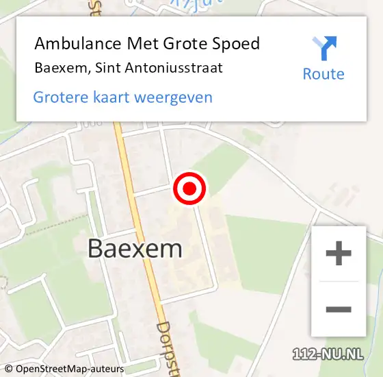 Locatie op kaart van de 112 melding: Ambulance Met Grote Spoed Naar Baexem, Sint Antoniusstraat op 29 december 2016 16:11