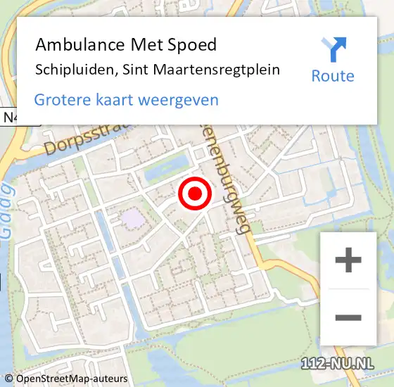 Locatie op kaart van de 112 melding: Ambulance Met Spoed Naar Schipluiden, Sint Maartensregtplein op 29 december 2016 16:55