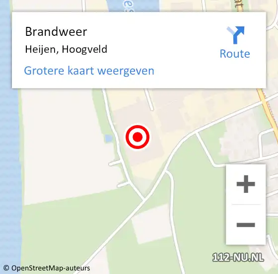 Locatie op kaart van de 112 melding: Brandweer Heijen, Hoogveld op 29 december 2016 17:33