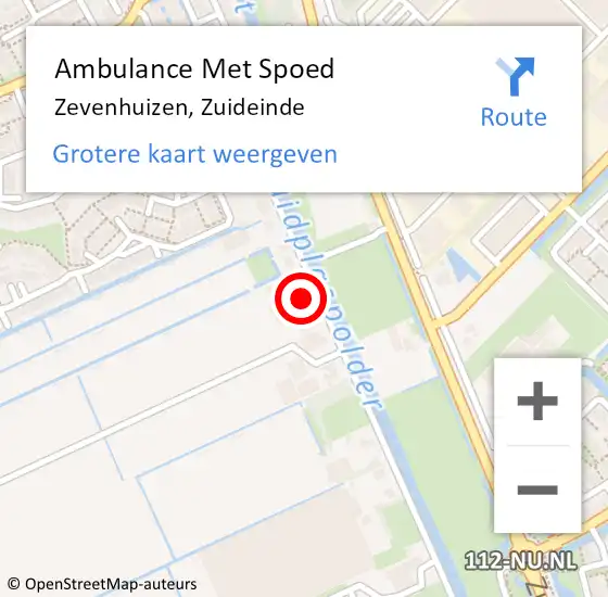 Locatie op kaart van de 112 melding: Ambulance Met Spoed Naar Zevenhuizen, Zuideinde op 29 december 2016 17:52