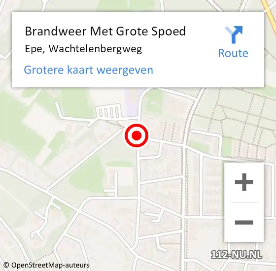 Locatie op kaart van de 112 melding: Brandweer Met Grote Spoed Naar Epe, Wachtelenbergweg op 29 december 2016 17:55