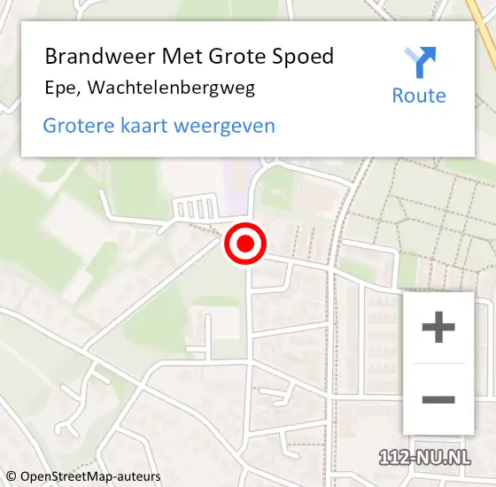 Locatie op kaart van de 112 melding: Brandweer Met Grote Spoed Naar Epe, Wachtelenbergweg op 29 december 2016 18:01