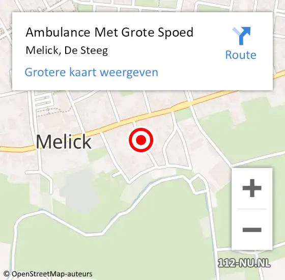 Locatie op kaart van de 112 melding: Ambulance Met Grote Spoed Naar Melick, De Steeg op 29 december 2016 18:08