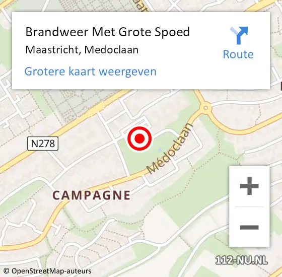Locatie op kaart van de 112 melding: Brandweer Met Grote Spoed Naar Maastricht, Medoclaan op 29 december 2016 18:26