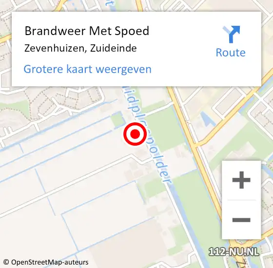 Locatie op kaart van de 112 melding: Brandweer Met Spoed Naar Zevenhuizen, Zuideinde op 29 december 2016 18:27