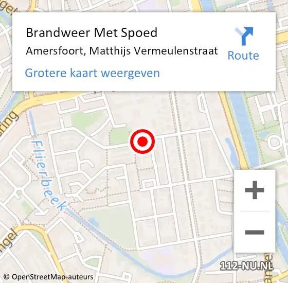 Locatie op kaart van de 112 melding: Brandweer Met Spoed Naar Amersfoort, Matthijs Vermeulenstraat op 29 december 2016 18:27