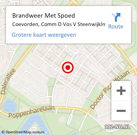 Locatie op kaart van de 112 melding: Brandweer Met Spoed Naar Coevorden, Comm D Vos V Steenwijkln op 29 december 2016 18:48