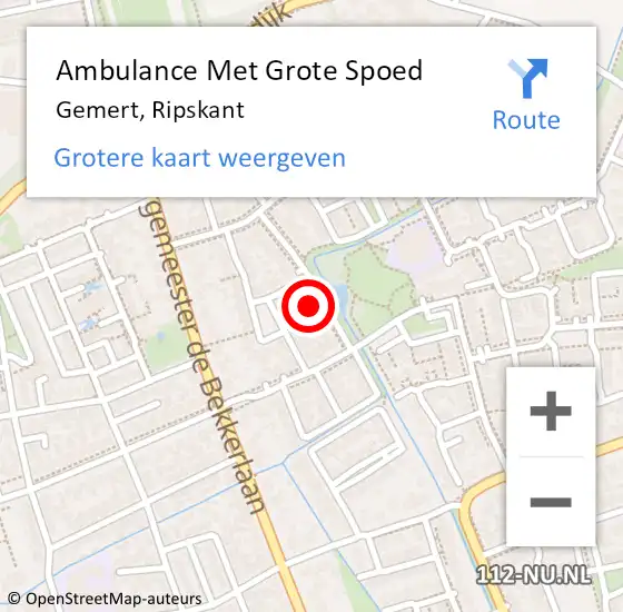 Locatie op kaart van de 112 melding: Ambulance Met Grote Spoed Naar Gemert, Ripskant op 29 december 2016 19:14