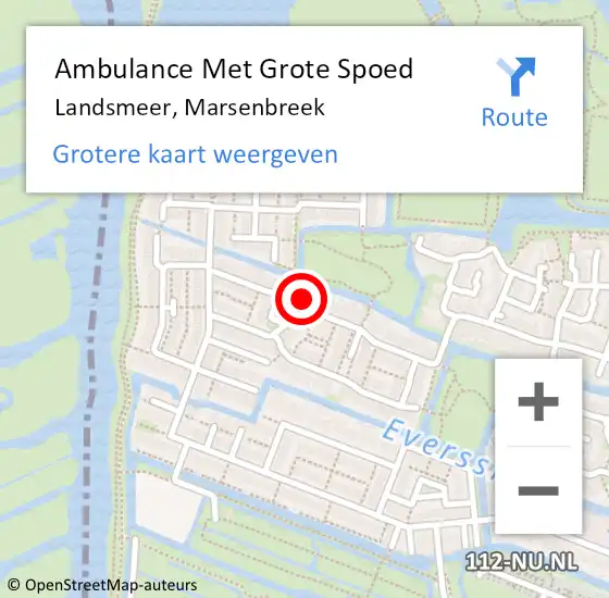 Locatie op kaart van de 112 melding: Ambulance Met Grote Spoed Naar Landsmeer, Marsenbreek op 29 december 2016 19:47