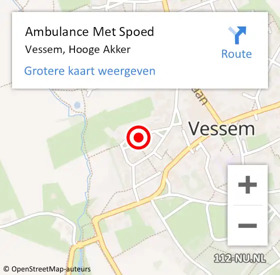 Locatie op kaart van de 112 melding: Ambulance Met Spoed Naar Vessem, Hooge Akker op 29 december 2016 19:51