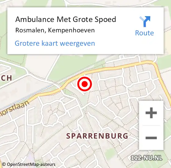 Locatie op kaart van de 112 melding: Ambulance Met Grote Spoed Naar Rosmalen, Kempenhoeven op 29 december 2016 20:35